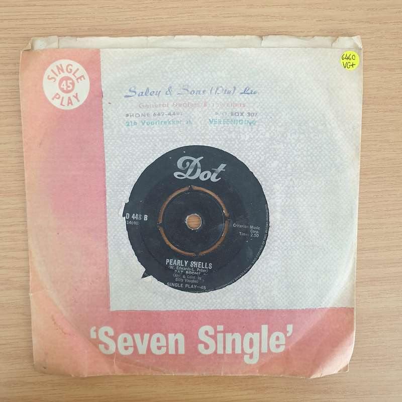 Pat Boone  Pearly Shells / Crazy Arms - Vinyl 7" Record - Very-Good+ Quality (VG+) (verygoodpl...