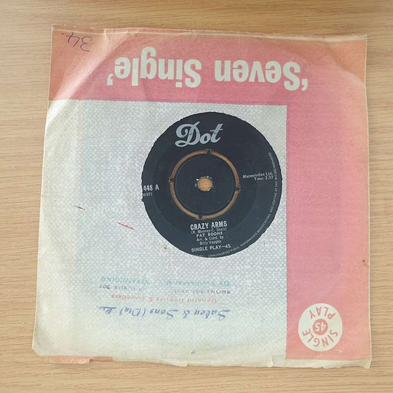 Pat Boone  Pearly Shells / Crazy Arms - Vinyl 7" Record - Very-Good+ Quality (VG+) (verygoodpl...