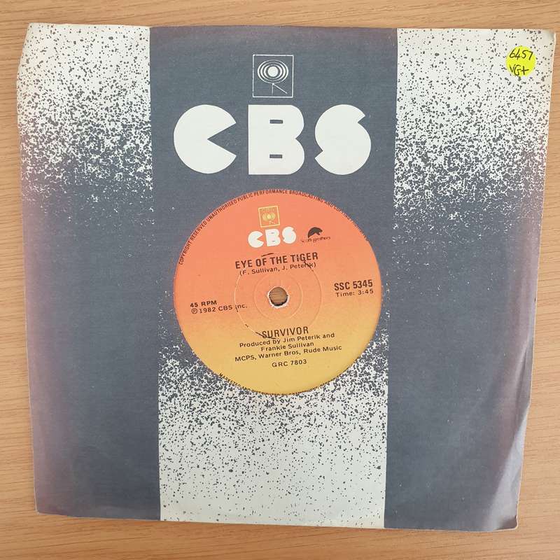 Survivor  Eye Of The Tiger - Vinyl 7" Record - Very-Good+ Quality (VG+) (verygoodplus7)