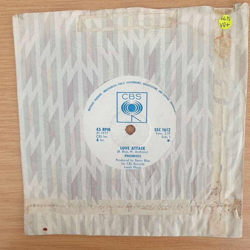 Promises  Love Attack (Rhodesia) - Vinyl 7" Record - Very-Good+ Quality (VG+) (verygoodplus7)