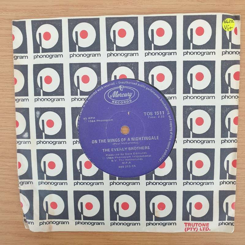 The Everly Brothers  On The Wings Of A Nightingale - Vinyl 7" Record - Very-Good+ Quality (VG+...