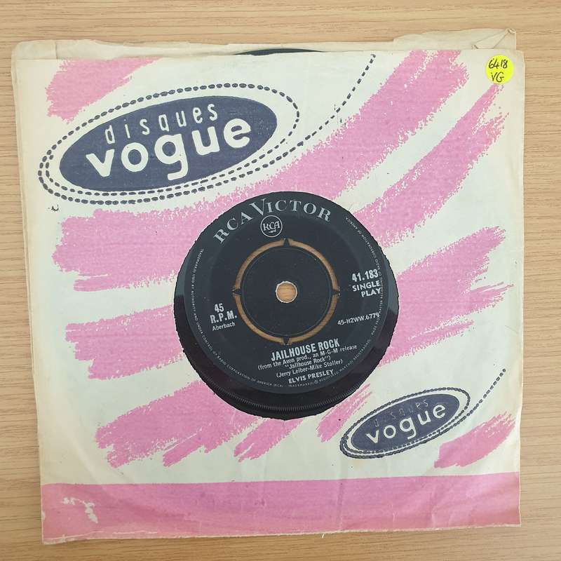 Elvis Presley  Jailhouse Rock / Treat Me Nice - Vinyl 7" Record - Very-Good Quality (VG)  (ver...