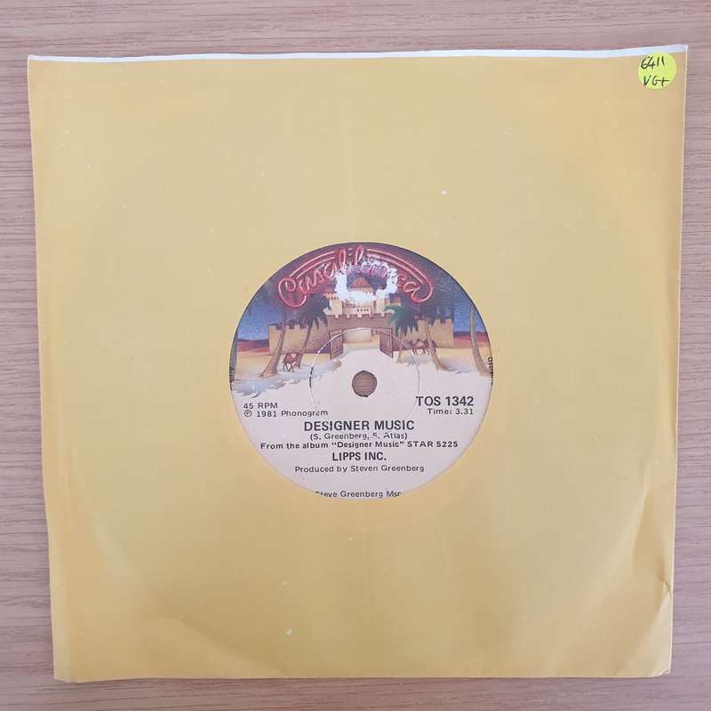 Lipps, Inc.  Designer Music  - Vinyl 7" Record - Very-Good+ Quality (VG+) (verygoodplus7)