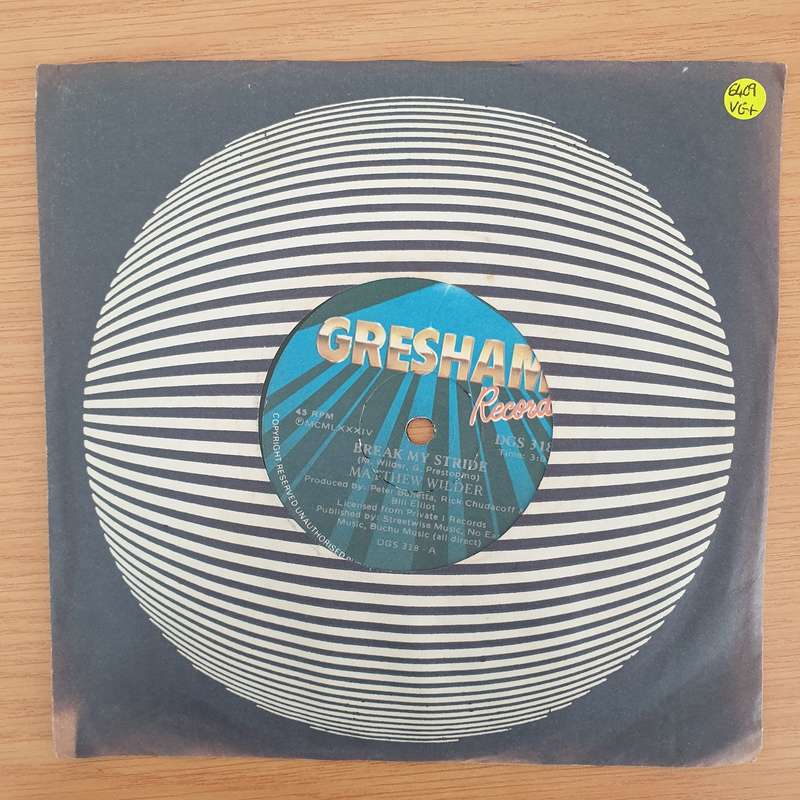 Matthew Wilder  Break My Stride - Vinyl 7" Record - Very-Good+ Quality (VG+) (verygoodplus7)