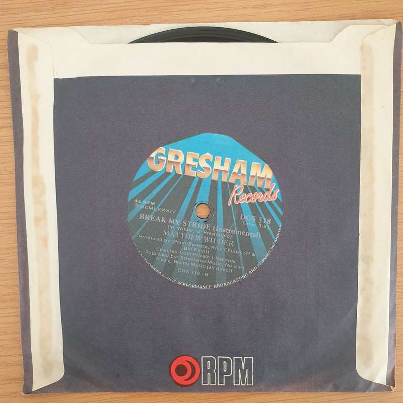Matthew Wilder  Break My Stride - Vinyl 7" Record - Very-Good+ Quality (VG+) (verygoodplus7)