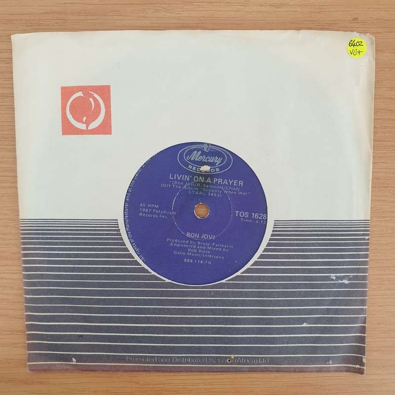 Bon Jovi  Livin' On A Prayer - Vinyl 7" Record - Very-Good+ Quality (VG+) (verygoodplus7)