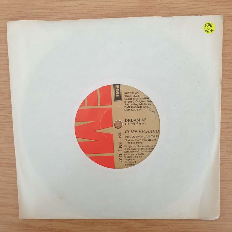 Cliff Richard  Dreamin' - Vinyl 7" Record - Very-Good+ Quality (VG+)