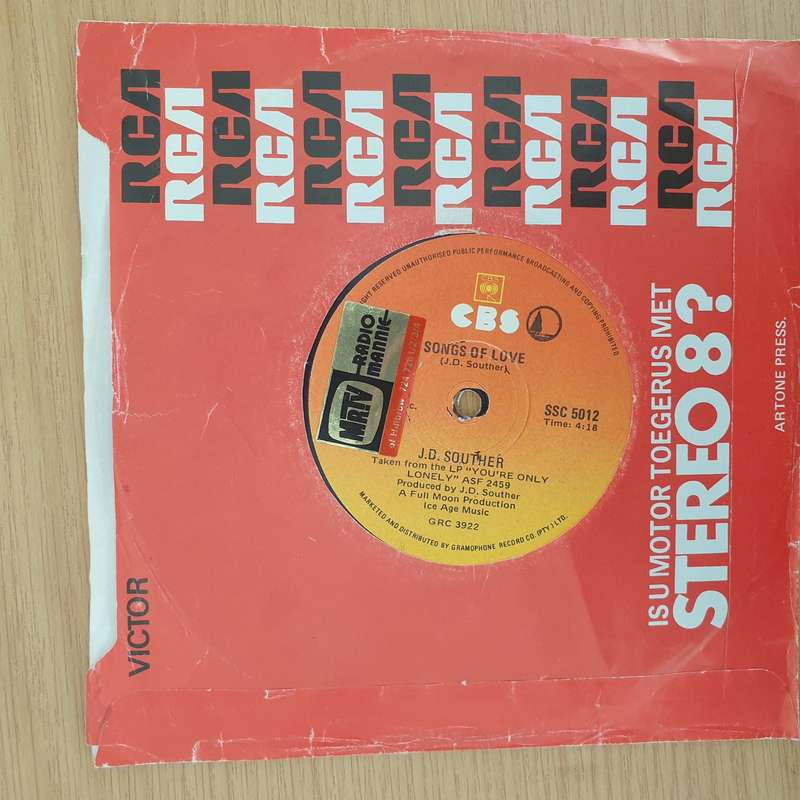 John David Souther (J.D)  You're Only Lonely / Songs Of Love - Vinyl 7" Record - Very-Good+ Qu...