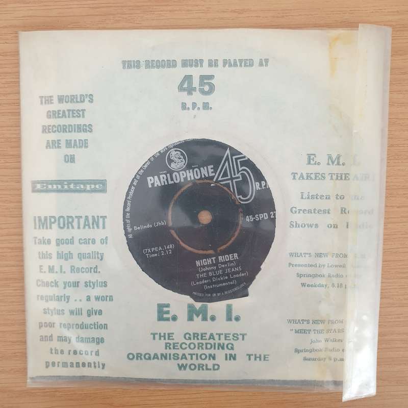 The Blue Jeans (Leader: Dickie Loader)  Night Rider - Vinyl 7" Record - Very-Good+ Quality (VG...