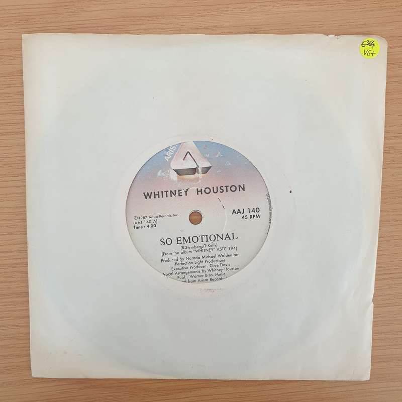 Whitney Houston  So Emotional - Vinyl 7" Record - Very-Good+ Quality (VG+) (verygoodplus7)