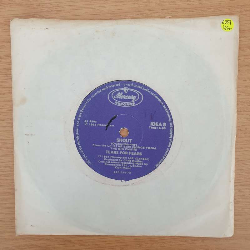 Tears For Fears  Shout - Vinyl 7" Record - Very-Good+ Quality (VG+) (verygoodplus)