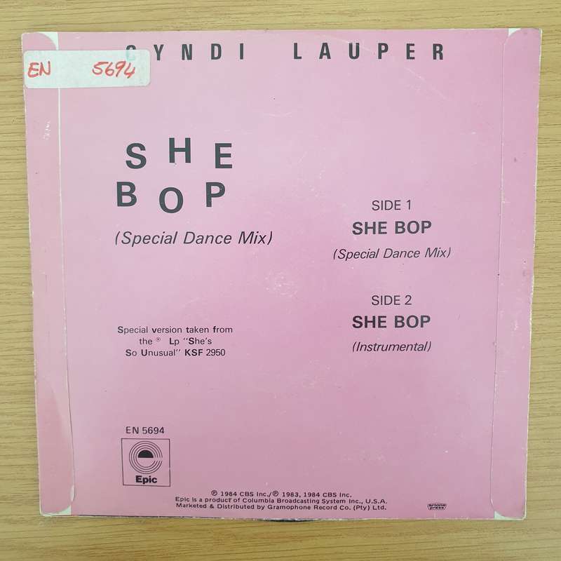Cyndi Lauper  She Bop - Vinyl 7" Record - Very-Good+ Quality (VG+)