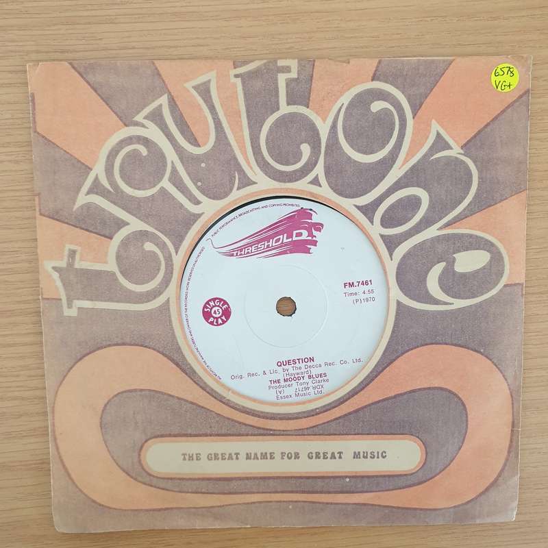 The Moody Blues  Question - Vinyl 7" Record - Very-Good+ Quality (VG+) (verygoodplus7)
