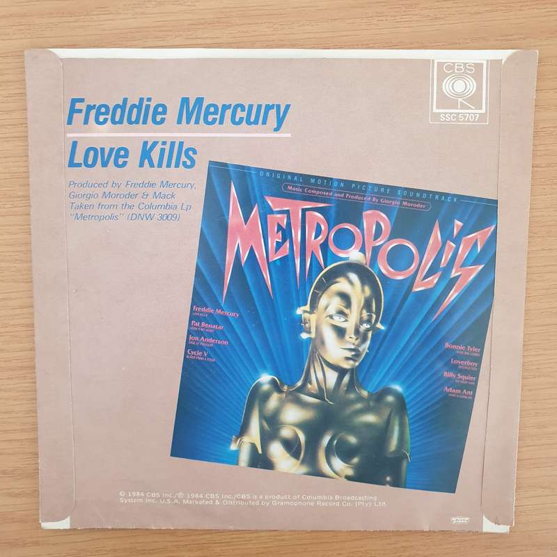 Freddie Mercury  Love Kills - Vinyl 7" Record - Very-Good+ Quality (VG+) (verygoodplus7)