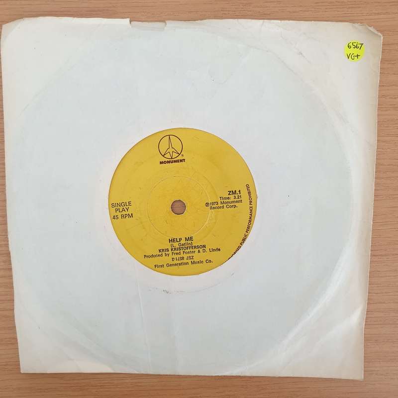 Kris Kristofferson  Why Me / Help Me - Vinyl 7" Record - Very-Good+ Quality (VG+) (verygoodplus7)