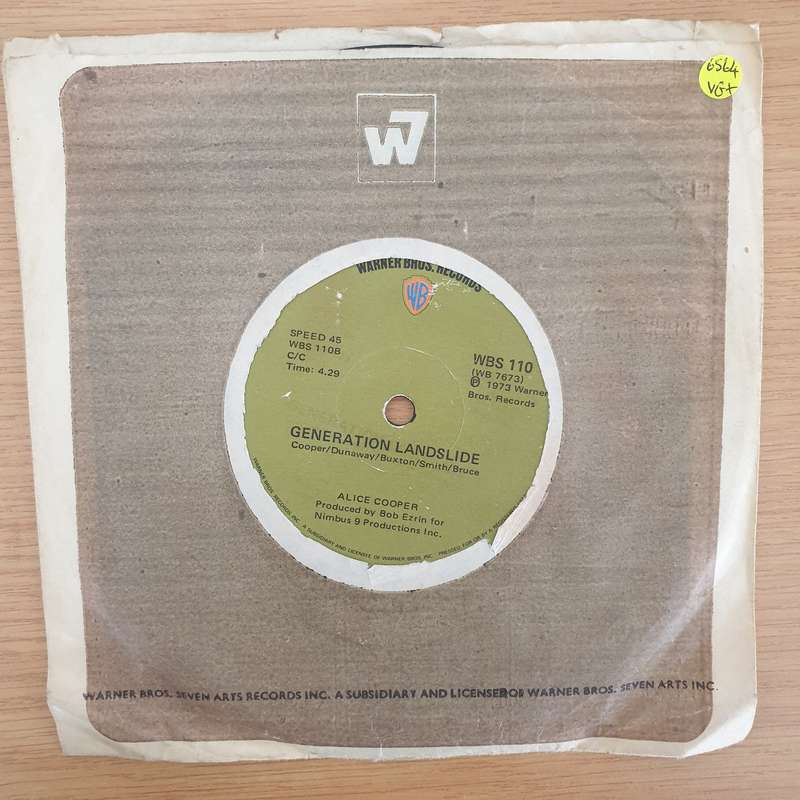 Alice Cooper  Hello Hurray / Generation Landslide - Vinyl 7" Record - Very-Good+ Quality (VG+)...