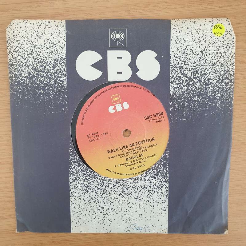 Bangles  Walk Like An Egyptian - Vinyl 7" Record - Very-Good+ Quality (VG+) (verygoodplus7)