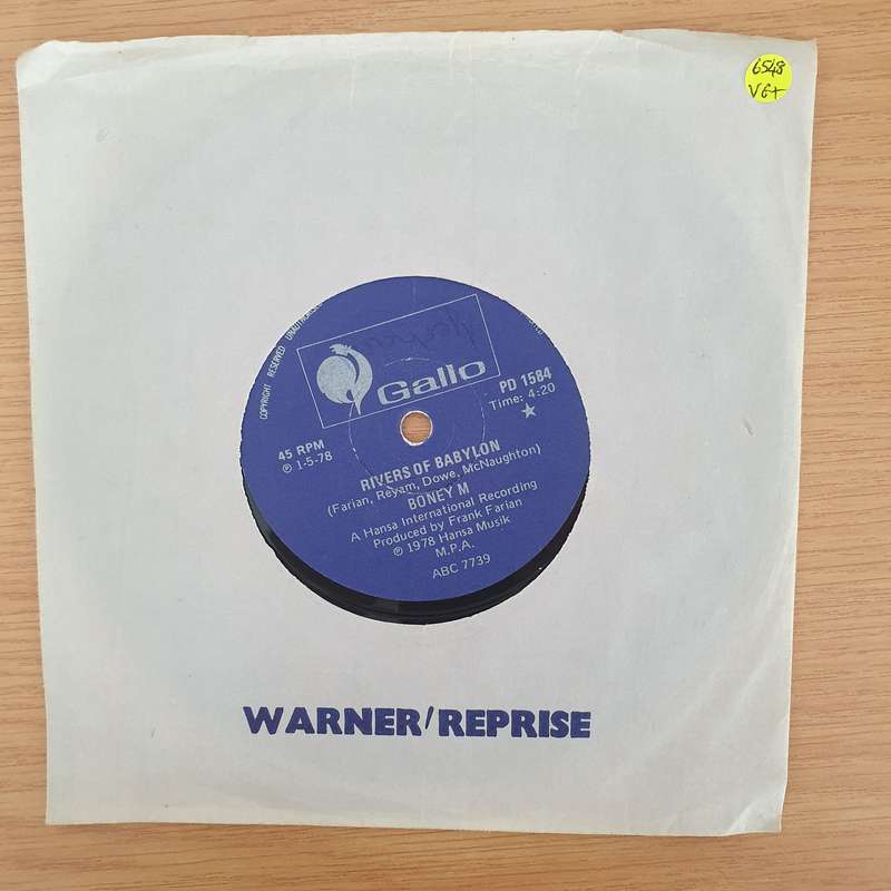Boney M  Rivers Of Babylon - Vinyl 7" Record - Very-Good+ Quality (VG+) (verygoodplus7)