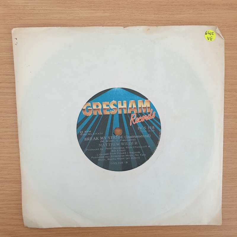 Matthew Wilder  Break My Stride - Vinyl 7" Record - Very-Good Quality (VG)