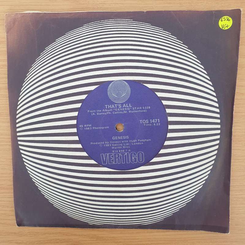 Genesis  That's All - Vinyl 7" Record - Very-Good+ Quality (VG+) (verygoodplus7)