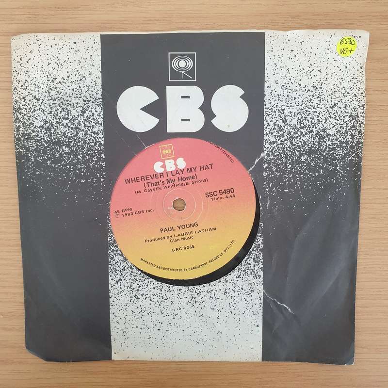 Paul Young  Wherever I Lay My Hat - Vinyl 7" Record - Very-Good+ Quality (VG+) (verygoodplus)