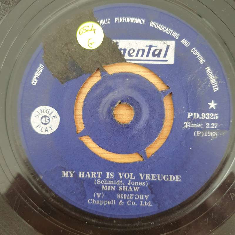 Min Shaw - My Hart is Vol Vreugde - Vinyl 7" Record  - Good Quality (G) (goood7)