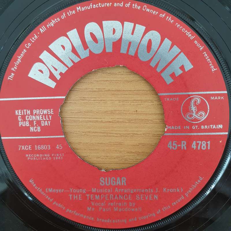 The Temperance Seven  Pasadena - Vinyl 7" Record - Very-Good+ Quality (VG+) (verygoodplus7)