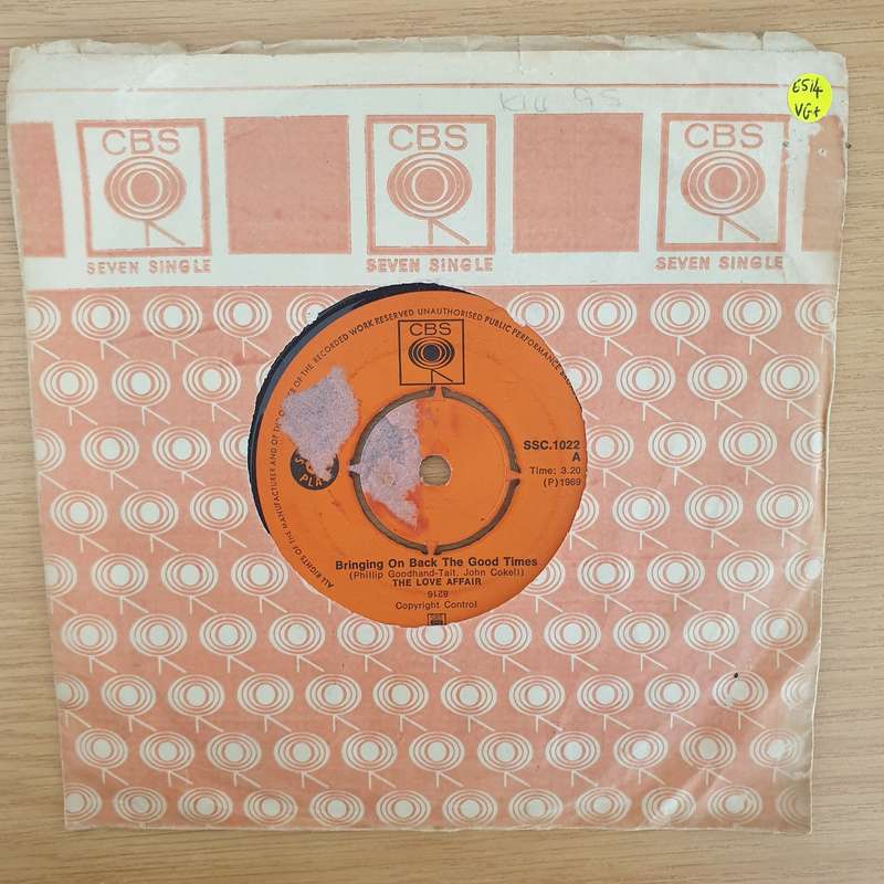 The Love Affair  Bringing On Back The Good Times - Vinyl 7" Record - Very-Good+ Quality (VG+) ...