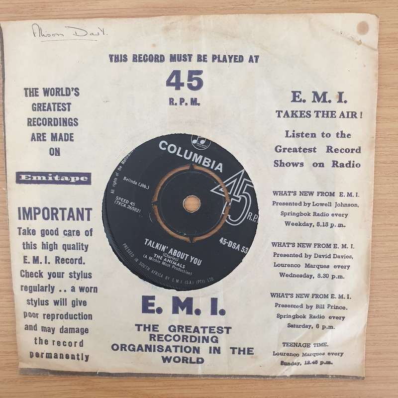 The Animals  The House Of The Rising Sun - Vinyl 7" Record - Very-Good Quality (VG)  (verry7)