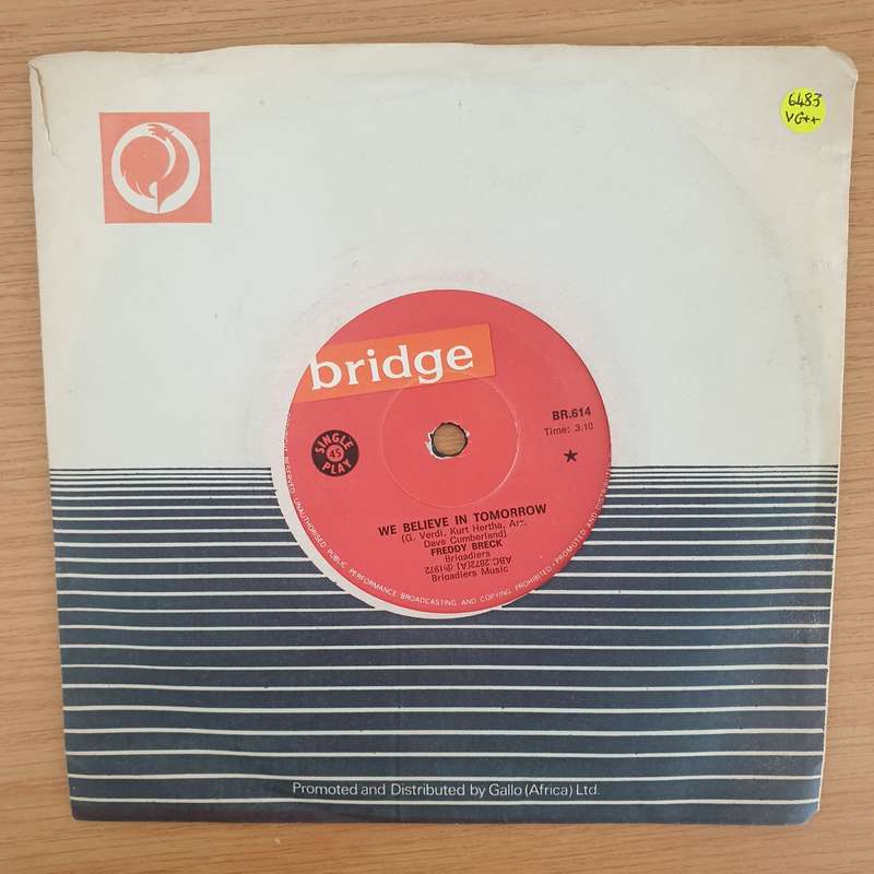 Freddy Breck  We Believe In Tomorrow - Vinyl 7" Record - Very-Good+ Quality (VG+) (verygoodplus7)