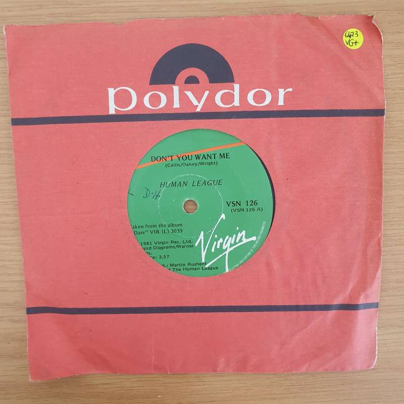 The Human League  Don't You Want Me / Seconds - Vinyl 7" Record - Very-Good+ Quality (VG+) (ve...
