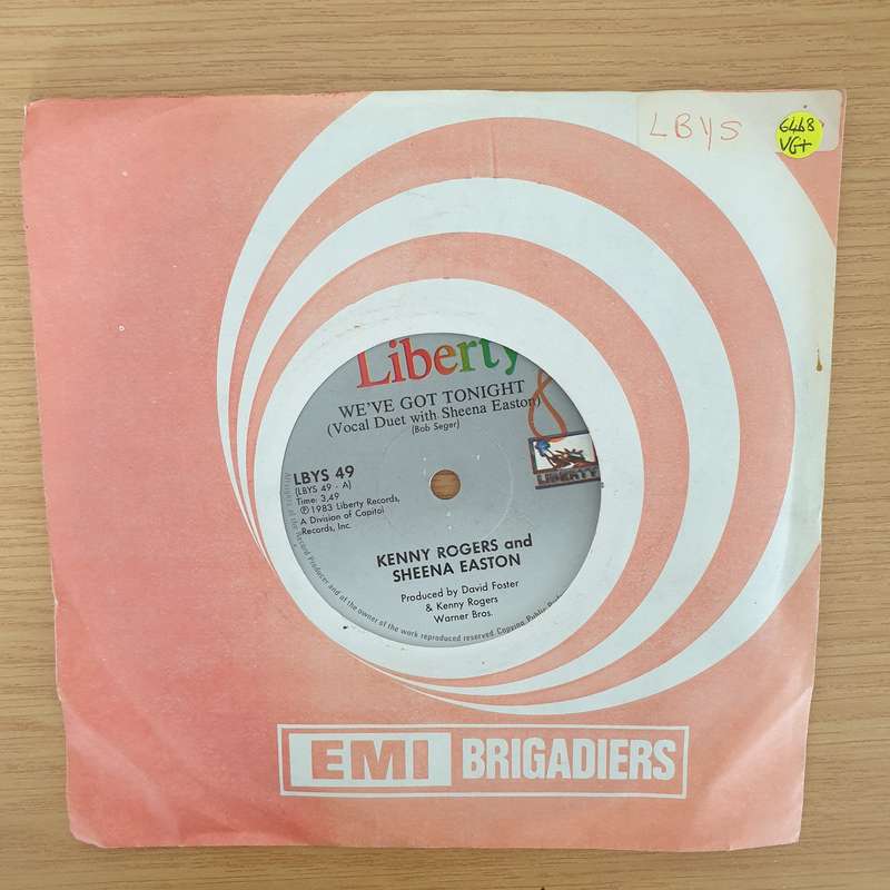 Kenny Rogers & Sheena Easton  We've Got Tonight - Vinyl 7" Record - Very-Good+ Quality (VG+) (...