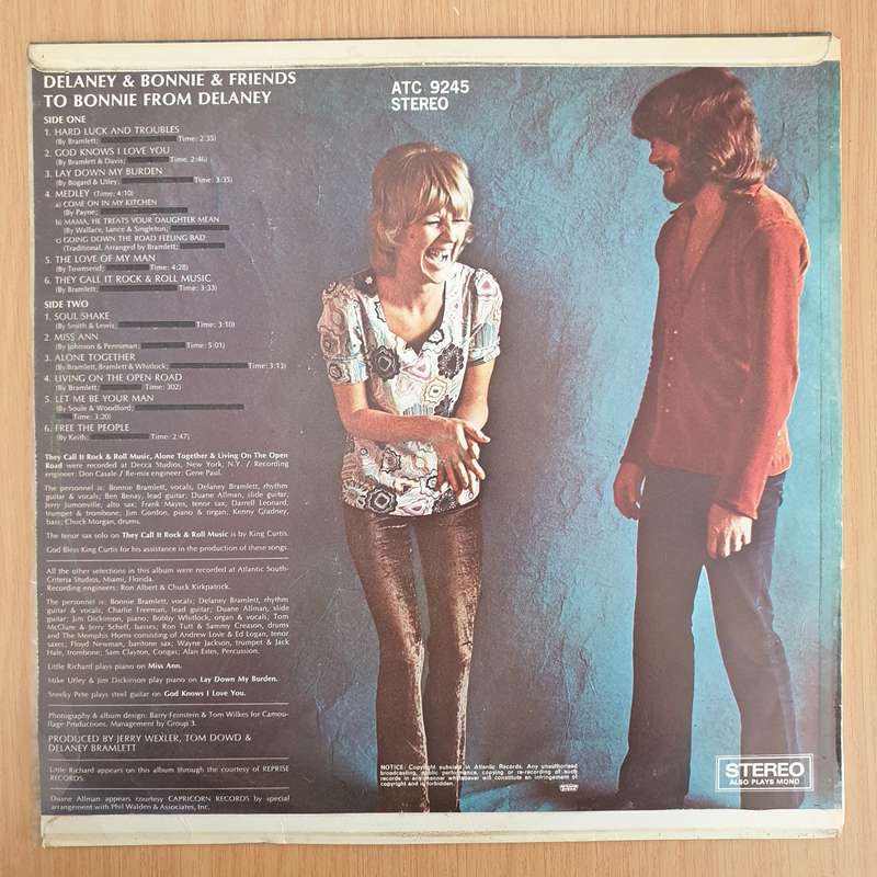 Delaney & Bonnie & Friends  To Bonnie From Delaney - Vinyl LP Record - Very-Good+ Quality (VG+...