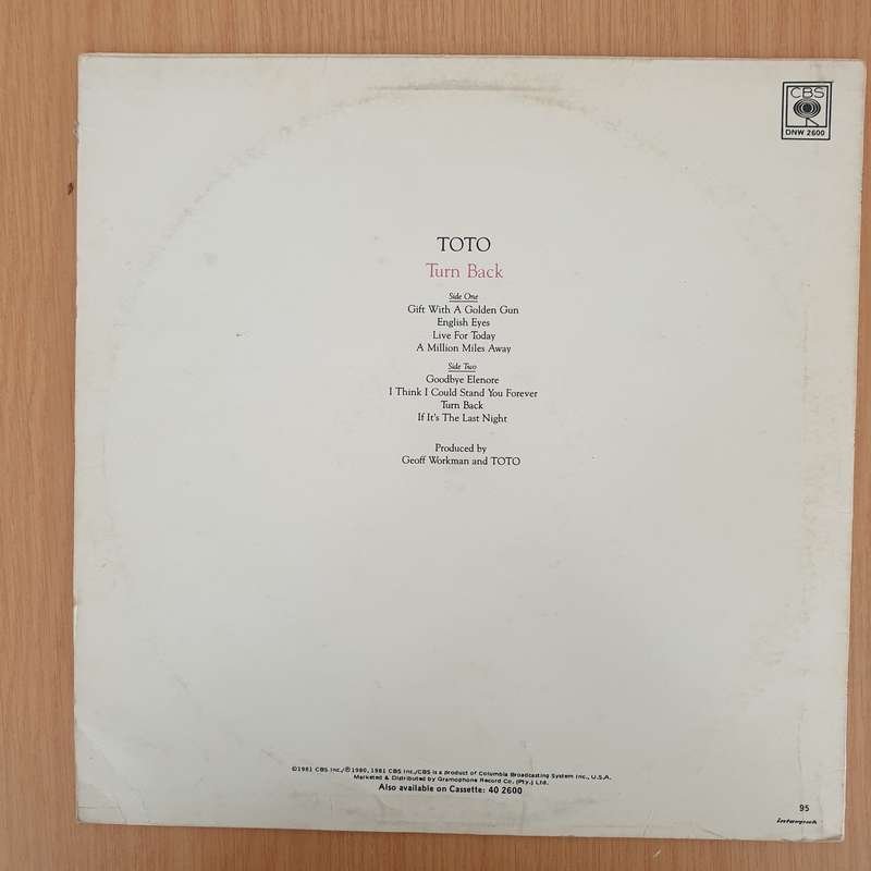 Toto  Turn Back -  Vinyl LP Record - Very-Good+ Quality (VG+)
