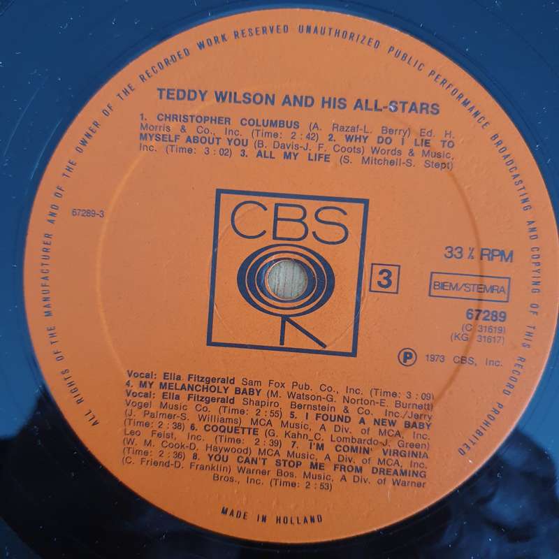 Teddy Wilson  Teddy Wilson And His All-Stars - Double Vinyl LP Record - Very-Good+ Quality (VG...