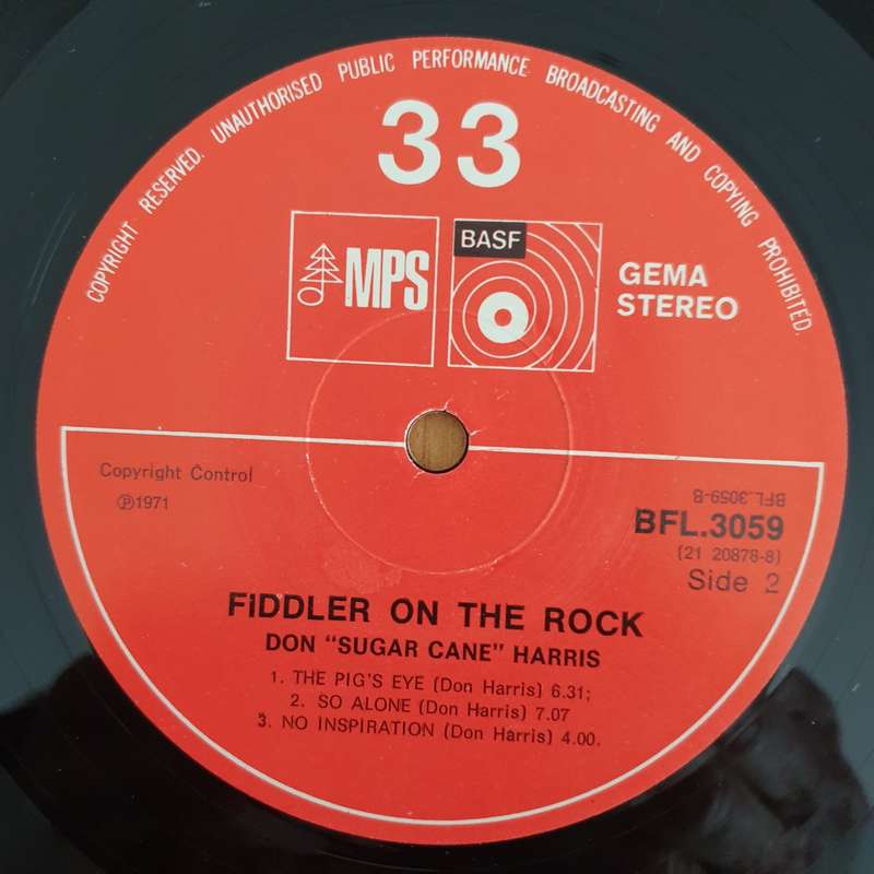 Don 'Sugar Cane' Harris  Fiddler On The Rock - Vinyl LP Record - Very-Good+ Quality (VG+) (ver...