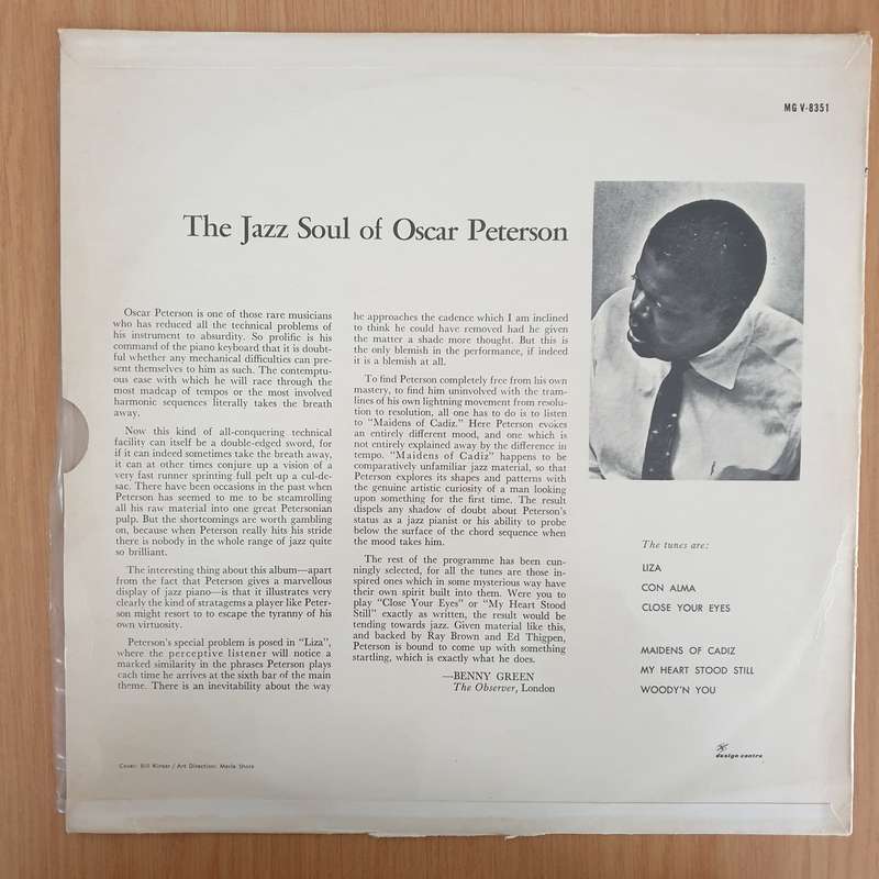 Oscar Peterson  The Jazz Soul Of Oscar Peterson - Vinyl LP Record - Very-Good+ Quality (VG+)