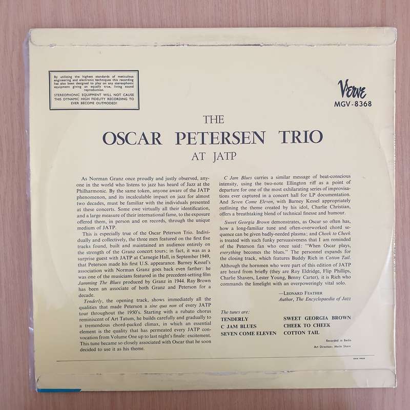 The Oscar Peterson Trio  At JATP - Vinyl LP Record - Very-Good+ Quality (VG+)