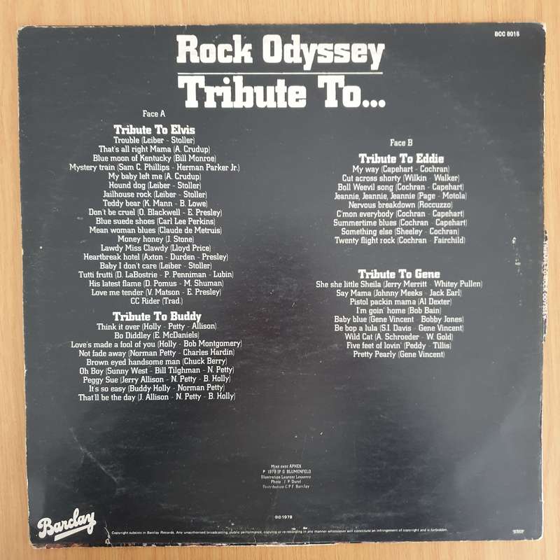 Rock Odyssey  Tribute To... - Vinyl LP Record - Very-Good+ Quality (VG+) (verygoodplus)