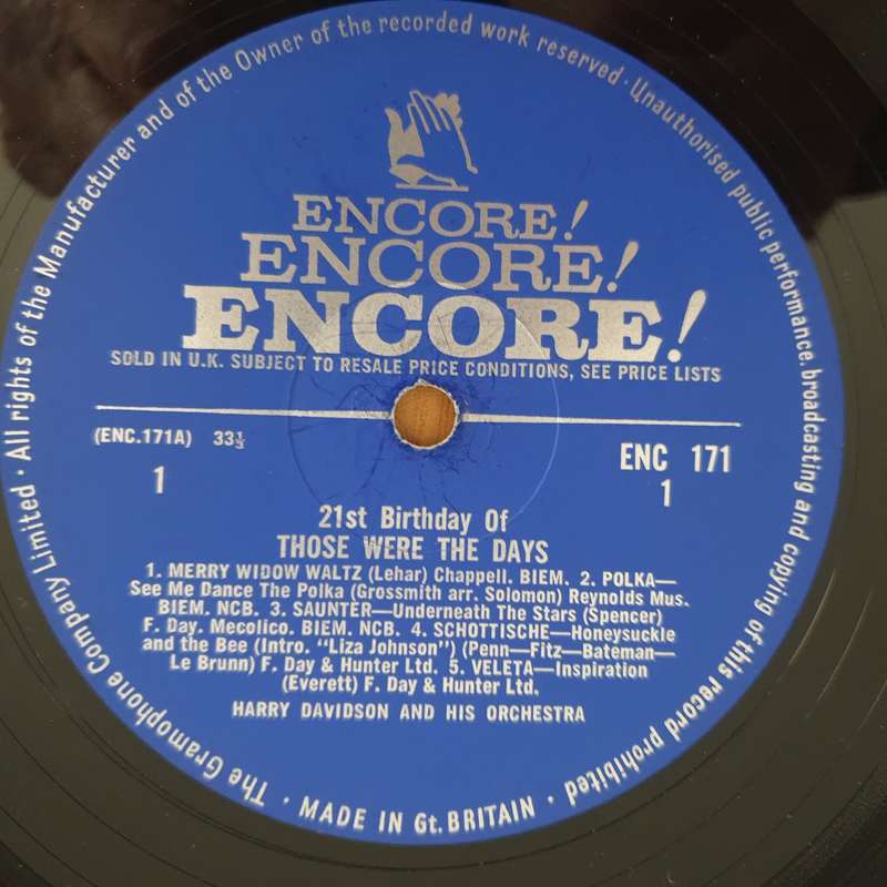 Harry Davidson And His Orchestra  21st Birthday Of Those Were The Days - Vinyl LP Record - Ver...