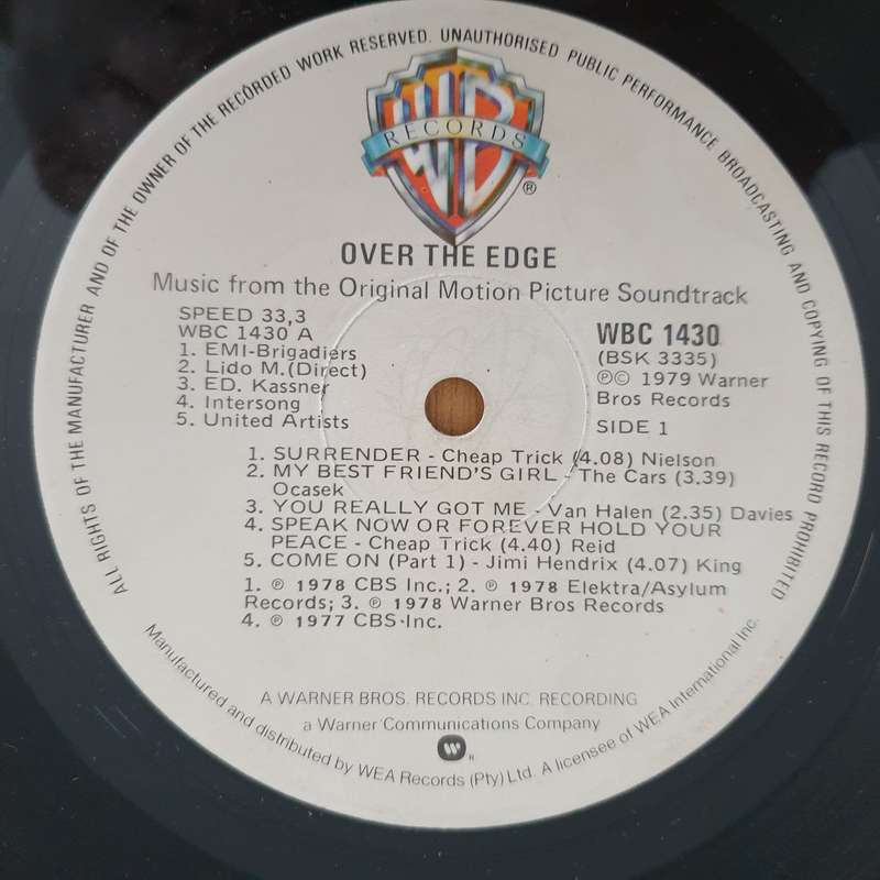Over The Edge (Original Sound Track) - Vinyl LP Record - Very-Good Quality (VG)  (verry)