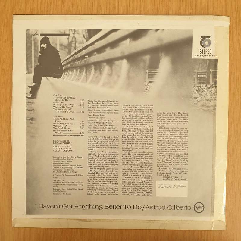 Astrud Gilberto  I Haven't Got Anything Better To Do  Vinyl LP Record - Very-Good+ Quality ...