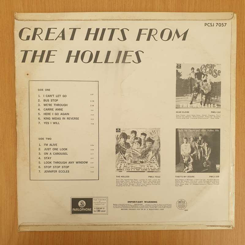 The Hollies  Great Hits From The Hollies - Vinyl LP Record - Very-Good Quality (VG)  (verry)