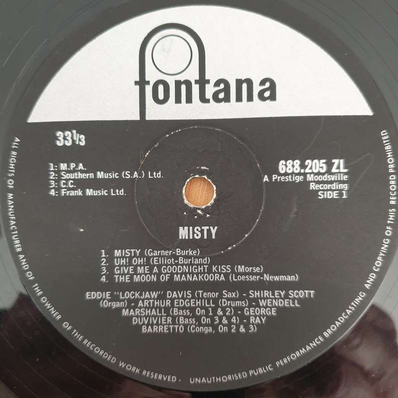 Eddie "Lockjaw" Davis With Shirley Scott  Misty - Vinyl LP Record - Very-Good Quality (VG)  (v...