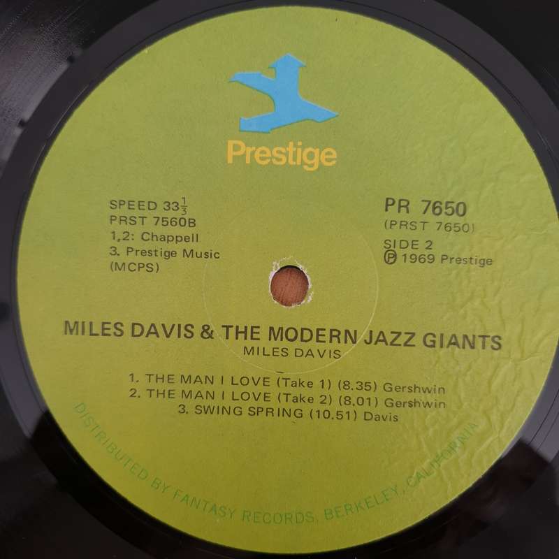 Miles Davis  Miles Davis And The Modern Jazz Giants  Vinyl LP Record - Very-Good+ Quality (...