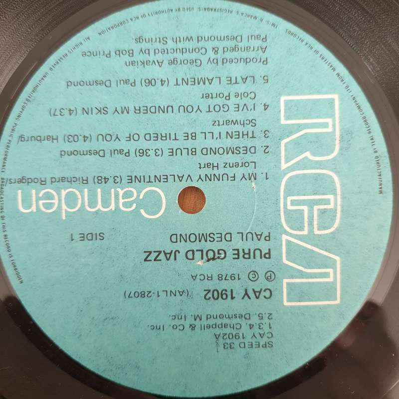 Paul Desmond  Pure Gold Jazz - Vinyl LP Record - Very-Good Quality (VG)  (verry)