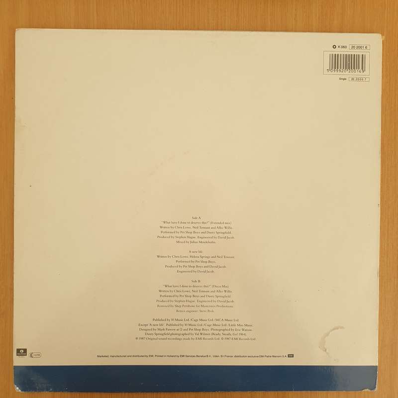Pet Shop Boys With Dusty Springfield  What Have I Done To Deserve This?  Vinyl LP Record - ...