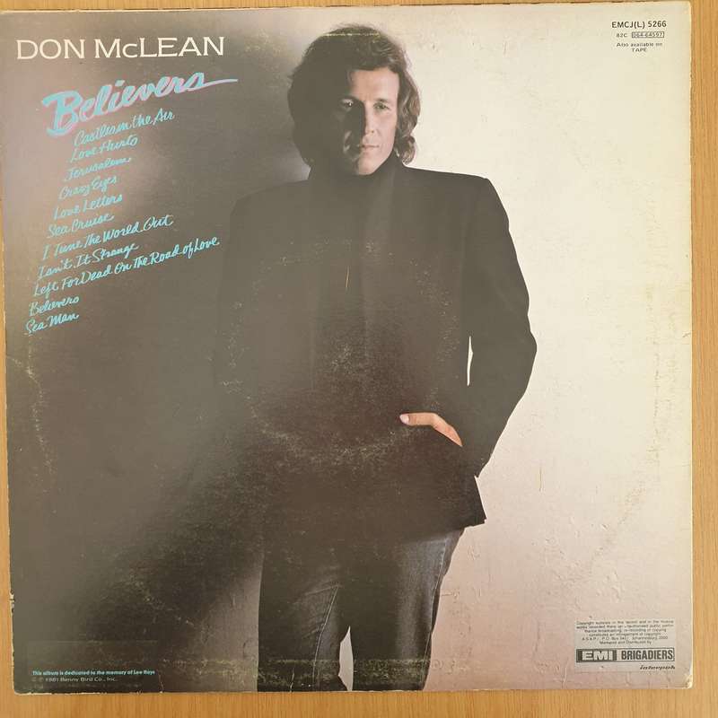 Don McLean  Believers   Vinyl LP Record - Very-Good Quality (VG)  (verry)