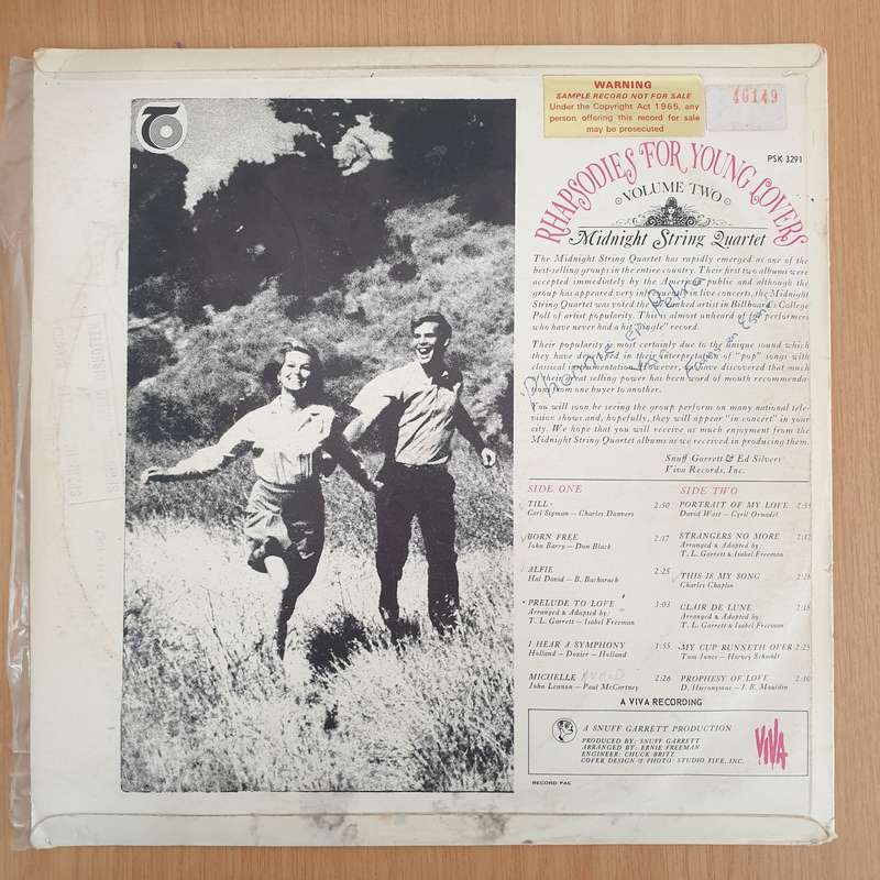 Midnight String Quartet  Rhapsodies For Young Lovers - Vol 2 - Vinyl LP Record - Very-Good Qua...