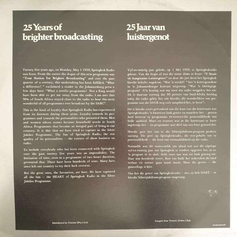 SABC Records  Springbok Radio Silver Jubilee Show - Vinyl LP Record - Very-Good+ Quality (VG+)...